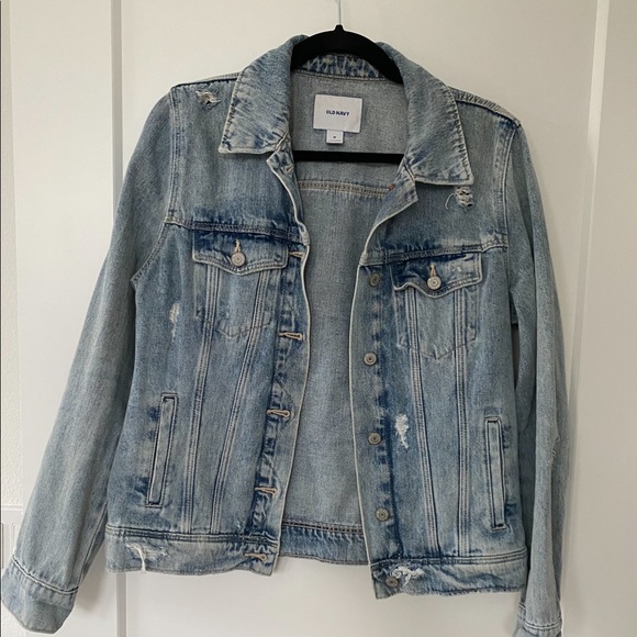 Old Navy Distressed Light-Wash Jean Jacket for Women Size M - Picture 2 of 4